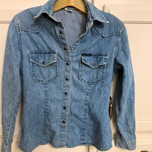Guess Light Blue Denim Button-Up Shirt